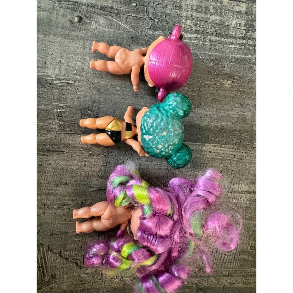 MGA LOL Surprise Doll Lot 3pc Glitter Teal Pink Purple Green Hair Collectibles